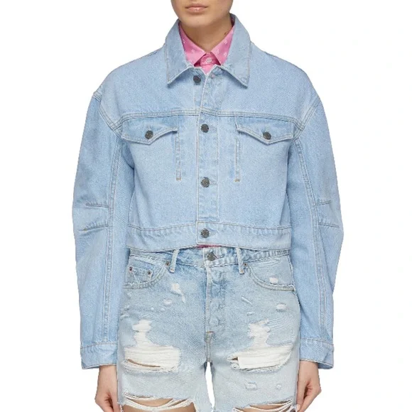 GRLFRND Lacy Cropped Denim Jacket - Picture 3 of 15